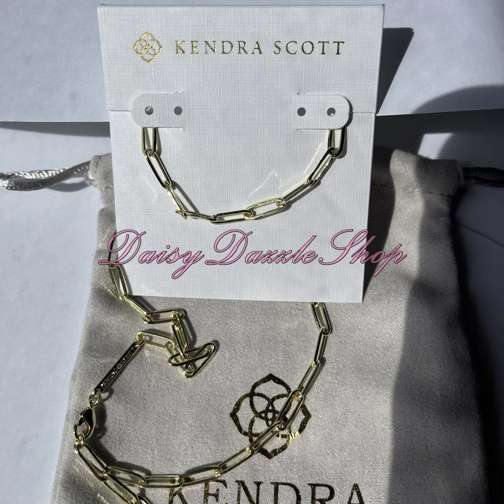 ✨Defective Kendra Scott Courtney Paperclip Necklace Fashion‎ Jewelry Gold New ✨